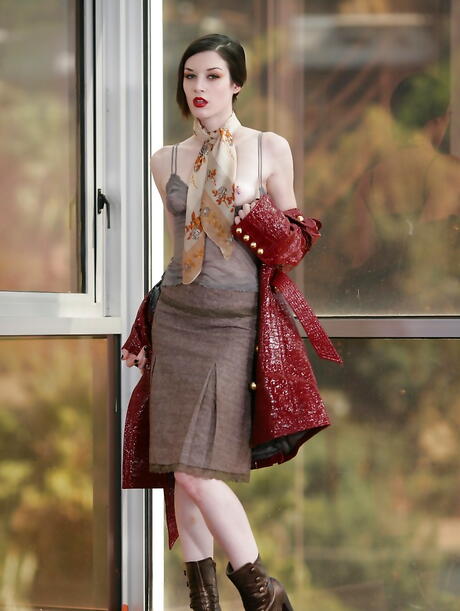 Excellent american young Stoya in sexy underwear exhibits her butt 