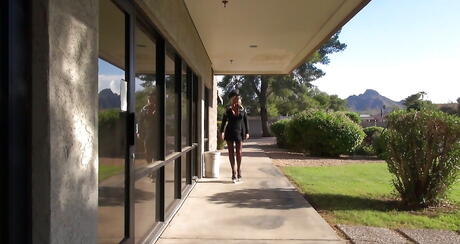 Superb american blonde homemaker Sandra Otterson sucking on cock outdoor